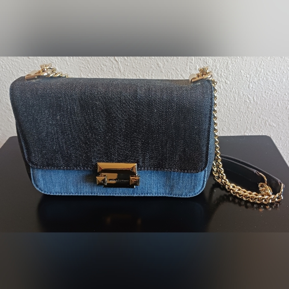 Michael Kors SLOAN SIGNATURE DENIM CHAIN SHOULDER BAG ORG $228